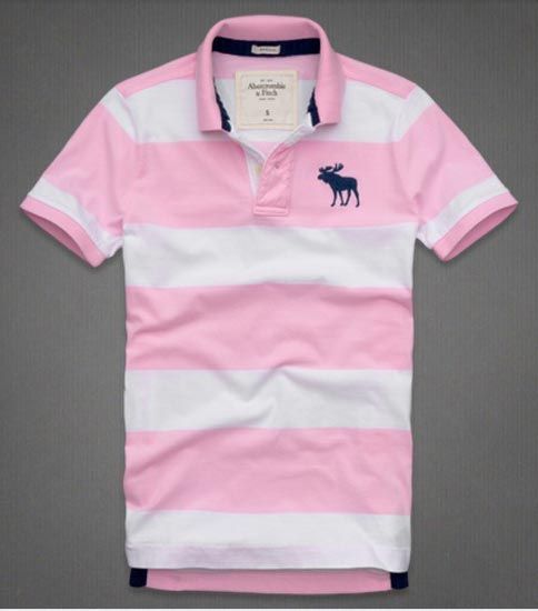 Polo Abercrombie rosa e branca